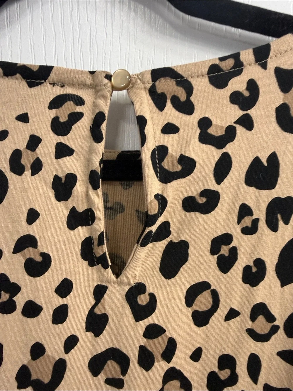 J Crew Leopard Print Short Sleeve Tee - Beige/Black Relaxed Fit